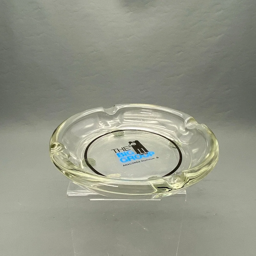 Vintage Anaconda Aluminum The Big Group Glass Ashtray Vulture Mascot Promo